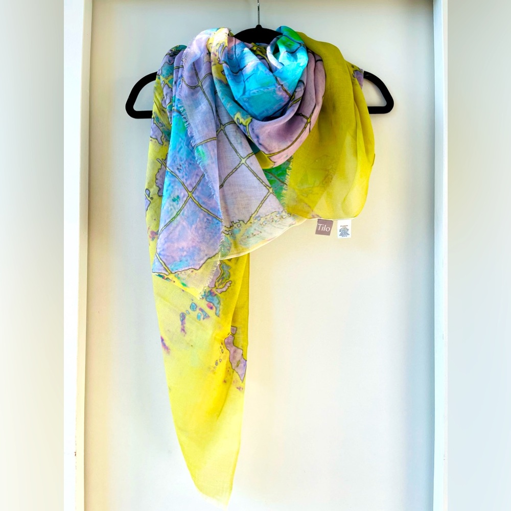 TILO Scarves Travel Lovers Cotton Modal Print scarf. A perfect 🎁 Casual luxe.
